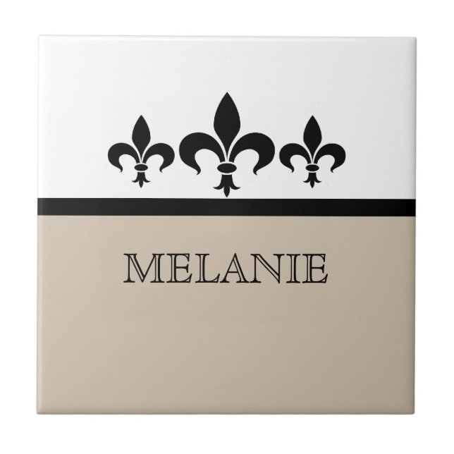 Beige Swanky Fleur De Lis Tile (Front)