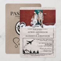 Beige Sweden Passport Wedding Invitation