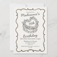 Beige Sweet 16 Heart Coquette Cherry Cake Birthday