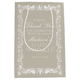 Beige Talavera Tile Fiesta Baby Sprinkle Favours Medium Gift Bag