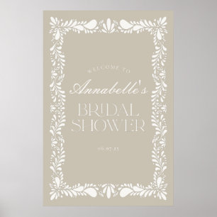 Beige Talavera Tile Fiesta Bridal Shower Welcome Poster