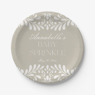 Beige Talavera Tile Spanish Fiesta Baby Spinkle Paper Plate
