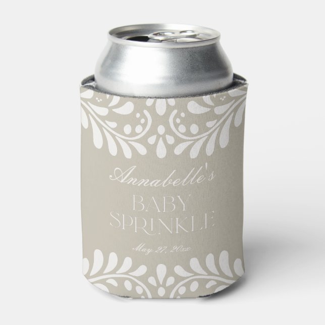 Beige Talavera Tile Spanish Fiesta Baby Sprinkle Can Cooler (Can Front)