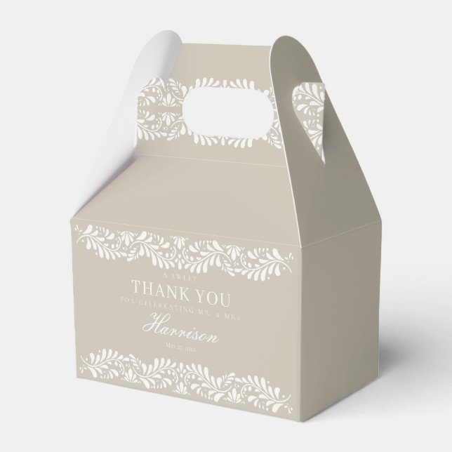Beige Talavera Tile Spanish Fiesta Wedding Dessert Favour Box (Front Side)