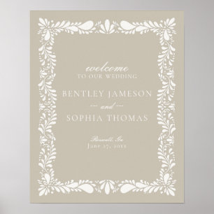 Beige Talavera Tile Spanish Fiesta Wedding Welcome Poster