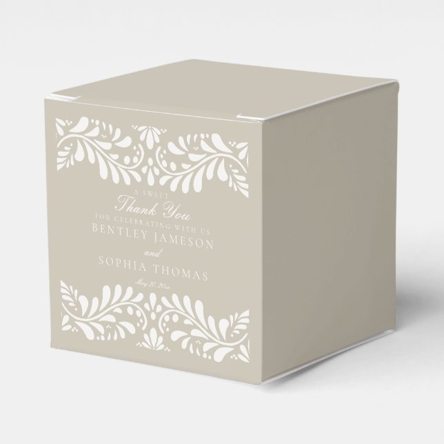 Beige Talavera Tile Spanish Style Fiesta Wedding Favour Box (Front Side)