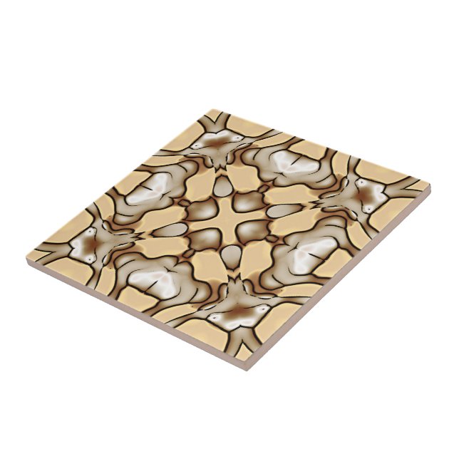 Beige Tan Brown Taupe Ivory Ethnic Tribe Art Tile (Side)