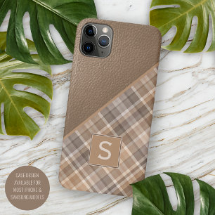 Beige Tan Light Brown Taupe Plaid Gingham Pattern iPhone 16 Pro Max Case