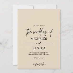 Beige Tan  QR Wedding   Invitation