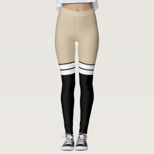Beige Tan Skin Colour Black White Knee High Sock Leggings