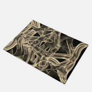 Beige tape-shaped curves, contrasting relief lines doormat