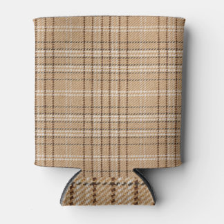 Beige Tartan: Classic Plaid Weave. Can Cooler