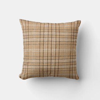 Beige Tartan: Classic Plaid Weave. Cushion