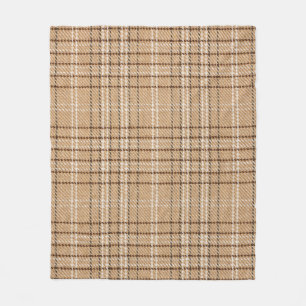 Beige Tartan: Classic Plaid Weave. Fleece Blanket