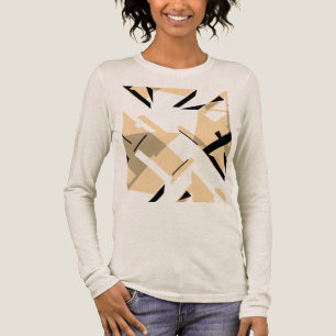 Beige Taupe Black Shapes Abstract MCM-inspired Tri-Blend Shirt