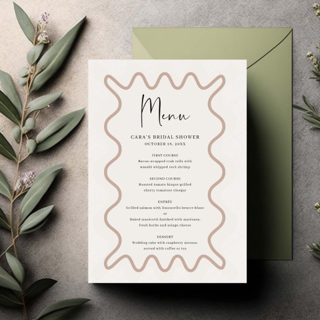Beige Taupe Wavy Border menu card (Creator Uploaded)