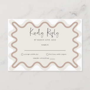 Beige Taupe Wavy Border RSVP Card