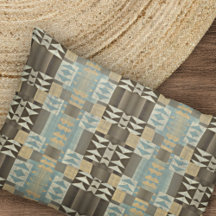 Beige Teal Blue Green Taupe Brown Tribal Pattern