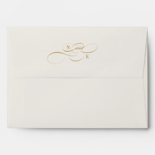 Beige & Terracotta Calligraphy Wedding Envelope