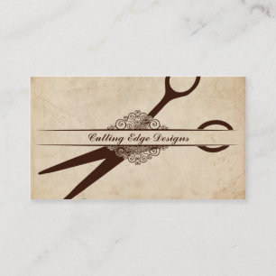 beige textured paper scissors hair stylist shears business card