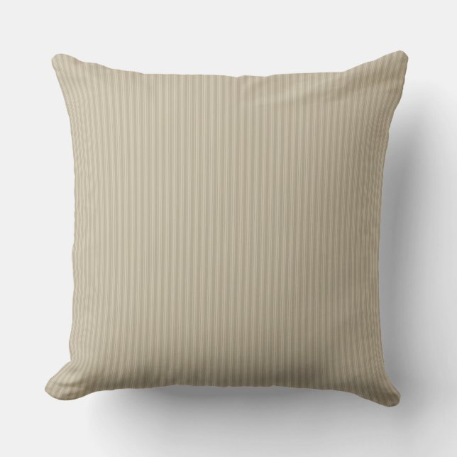 Beige Ticking Stripe Cushion (Front)