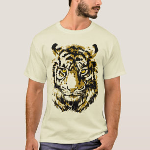Beige Tiger Yellow   Colourful Tiger T-Shirt