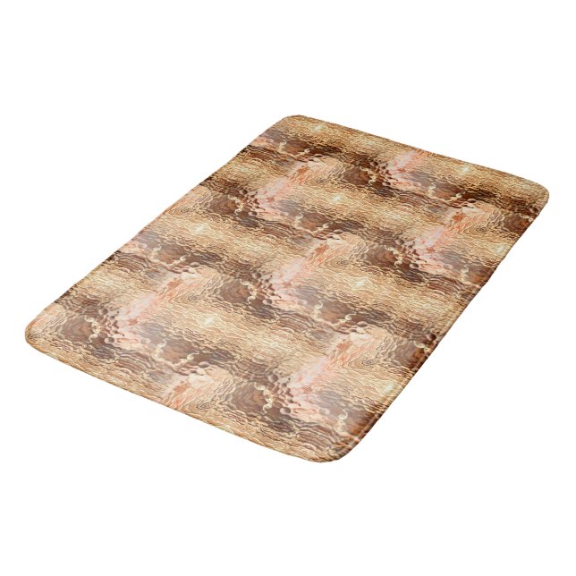 Beige to brown, hammered bent glass repeated bath mat (Angled)