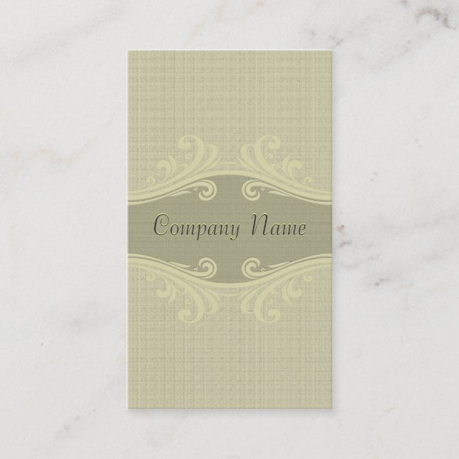 Beige Tone Natural Linen Texture & Swirls Business Card (Front)