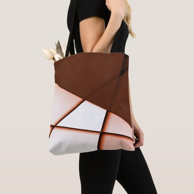Beige trapeze rectangle under dark brown sheet     tote bag (Close Up)