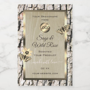 Beige Tree Bark Gold Frame Product Labels Add Logo