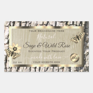 Beige Tree Bark Gold Frame Product Labels Add Logo