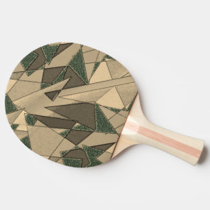 Beige triangular cutout on 'dark green background' ping pong paddle