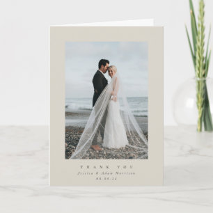 Beige Ultra Minimal Single Photo Wedding Thank You Card