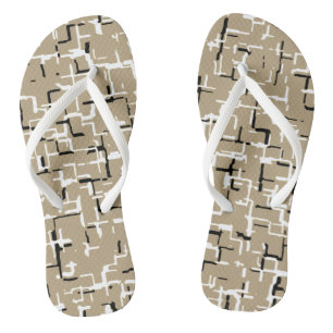 Beige Unique Black and White Pattern  Jandals