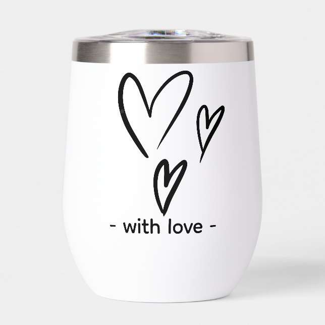 Beige Valentine's Day Thermal Wine Tumbler (Front)