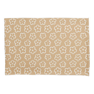 Beige Vibrant Y2K Wildflower Bold Retro Spring  Pillowcase