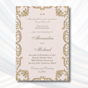 Beige Vintage Bible Verse Christian Wedding   Invitation