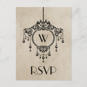 Beige Vintage Chandelier Response Postcard