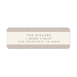 Beige Vintage Gingham Christmas Address Labels
