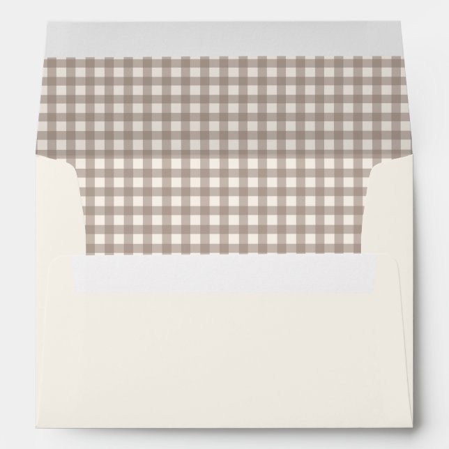 Beige Vintage Gingham Christmas Envelope (Back (Bottom))