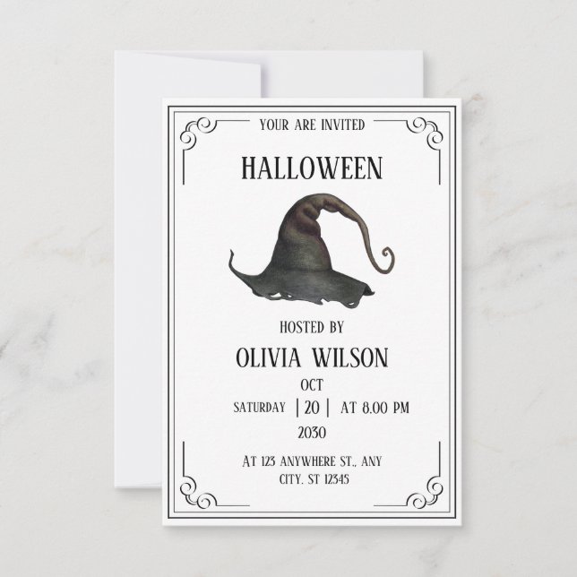 Beige Vintage Halloween Party Invitation (Front)