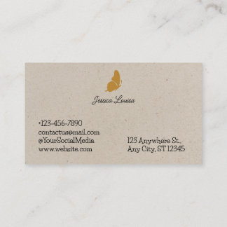 Beige Vintage Minimal Elegant Butterfly Business Card