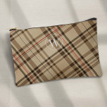 beige vintage plaid pattern golf accessory pouch<br><div class="desc">Discover the ultimate blend of elegance and functionality with our Vintage Beige Plaid Pattern Monogram Gold Accessory Pouch, exclusively designed by PixeliaDesigns. This sophisticated pouch showcases a timeless plaid pattern in soothing beige tones, complemented by a personalised monogram in an elegant font, making it a versatile accessory for both women...</div>