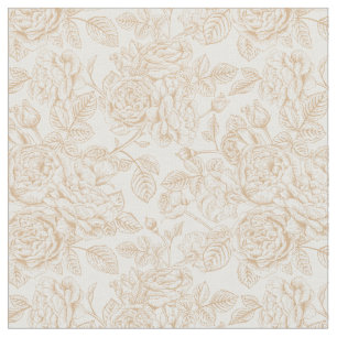 Beige Vintage Rose Flower Pattern Fabric