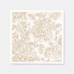 Beige Vintage Rose Flower Pattern Napkin