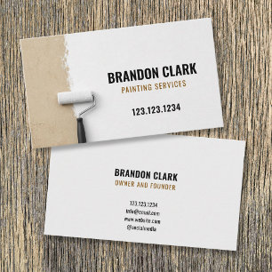 Beige Wall Paint Roller Clean Painting Services Business Card