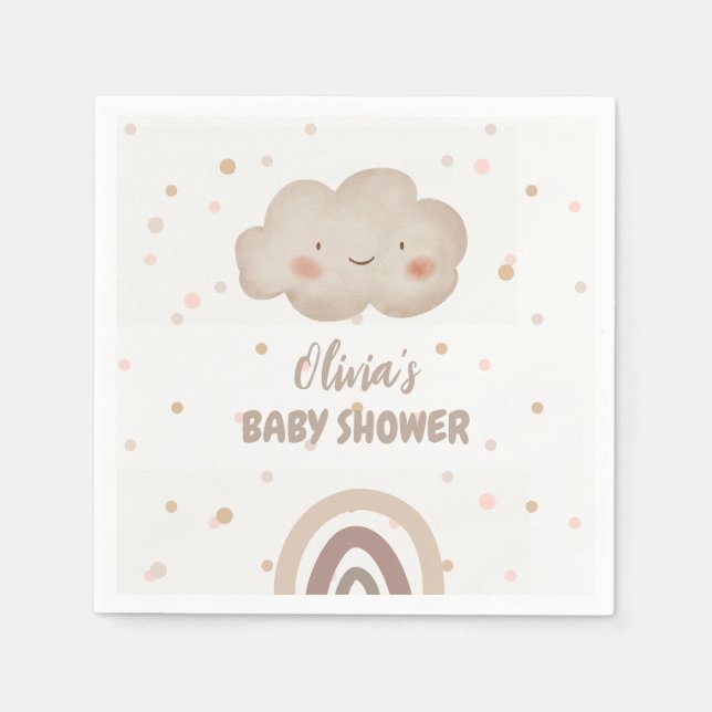Beige Watercolor Baby Shower Napkin (Front)