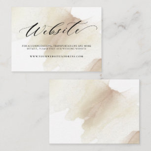 Beige Watercolor Earthy Blooms, Wedding Website Enclosure Card