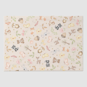 Beige Watercolor Woodland Animals Tissue Paper