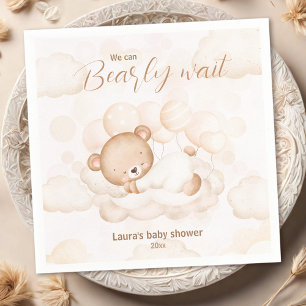 Beige We Can Bearly Wait Bear Baby Shower Napkins 